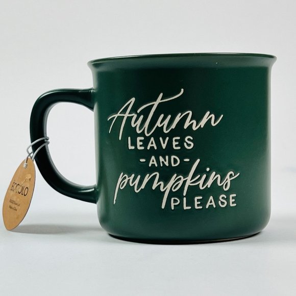 Eccolo 2022 Green Autumn Leaves & Pumpkin Please 18 oz Coffee Mug - Picture 4 of 6